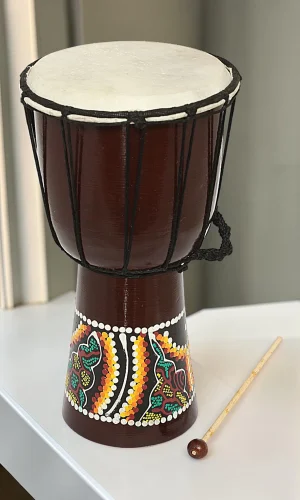 Artisan Wood Decor 13" Hand-Carved Traditional Djembe Drum