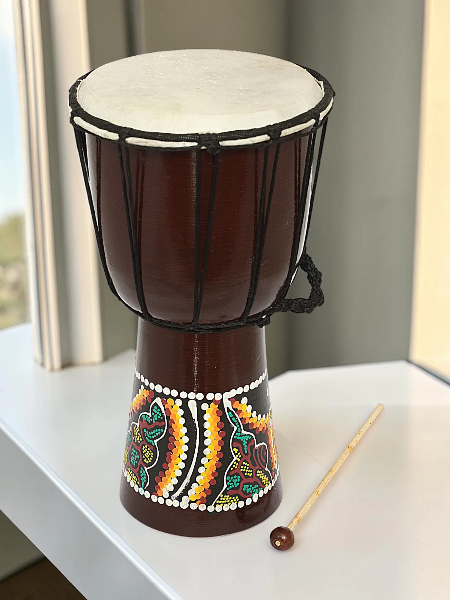 Artisan Wood Decor 13" Hand-Carved Traditional Djembe Drum