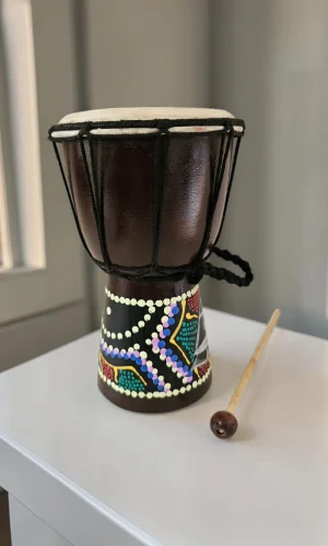 Artisan Wood Decor 8" Hand Carved Wooden Djembe Drum