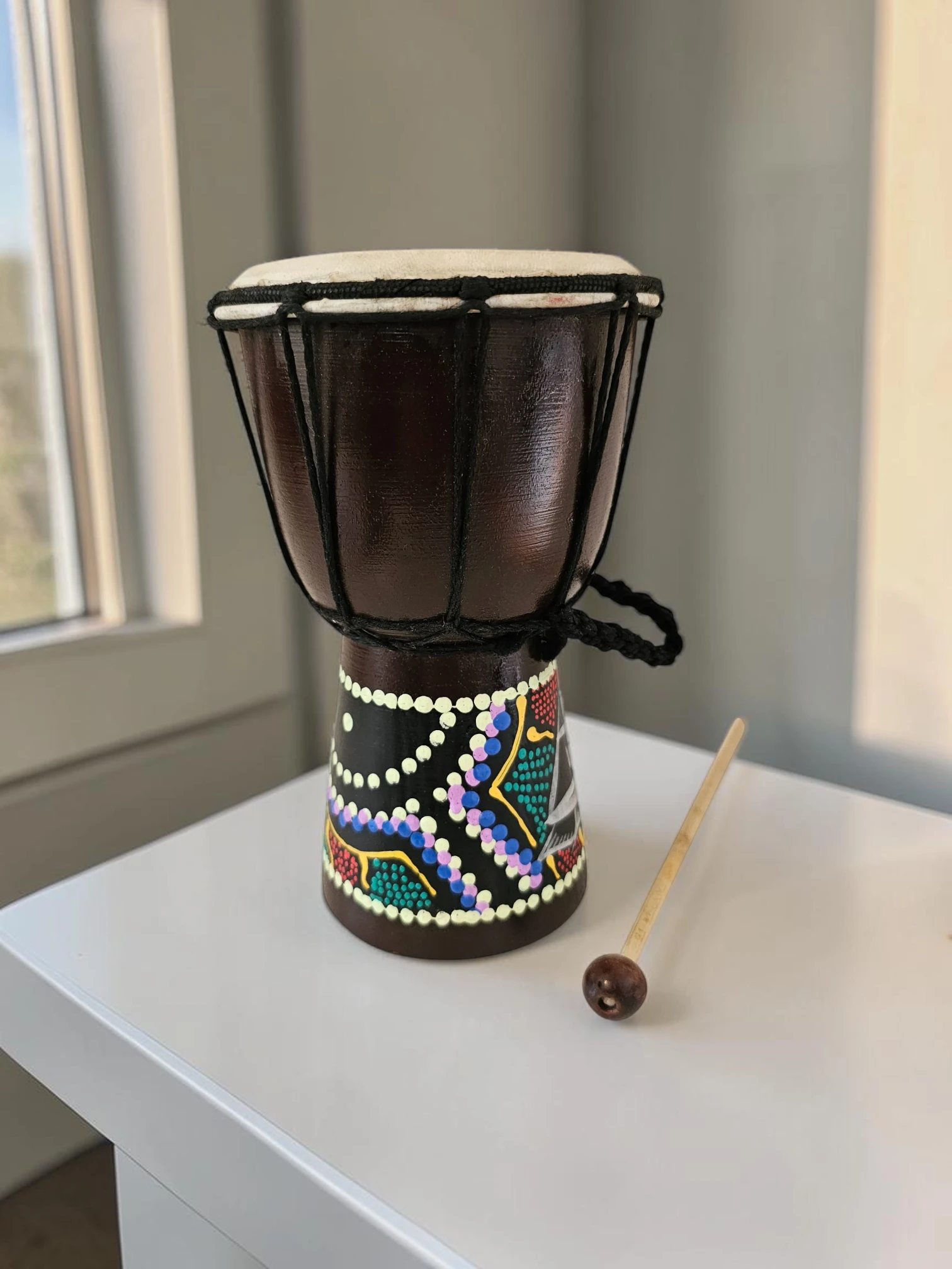 Artisan Wood Decor 8" Hand Carved Wooden Djembe Drum