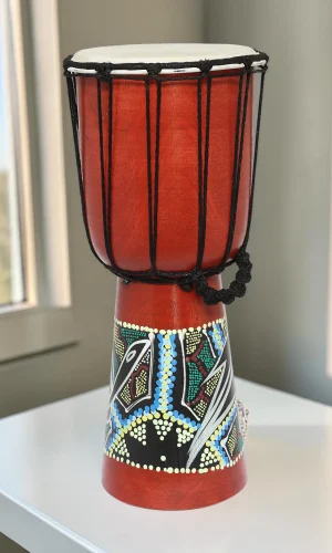 Artisan Wood Decor Professional Hand-Carved Wooden Djembe Drum, 16-Inch