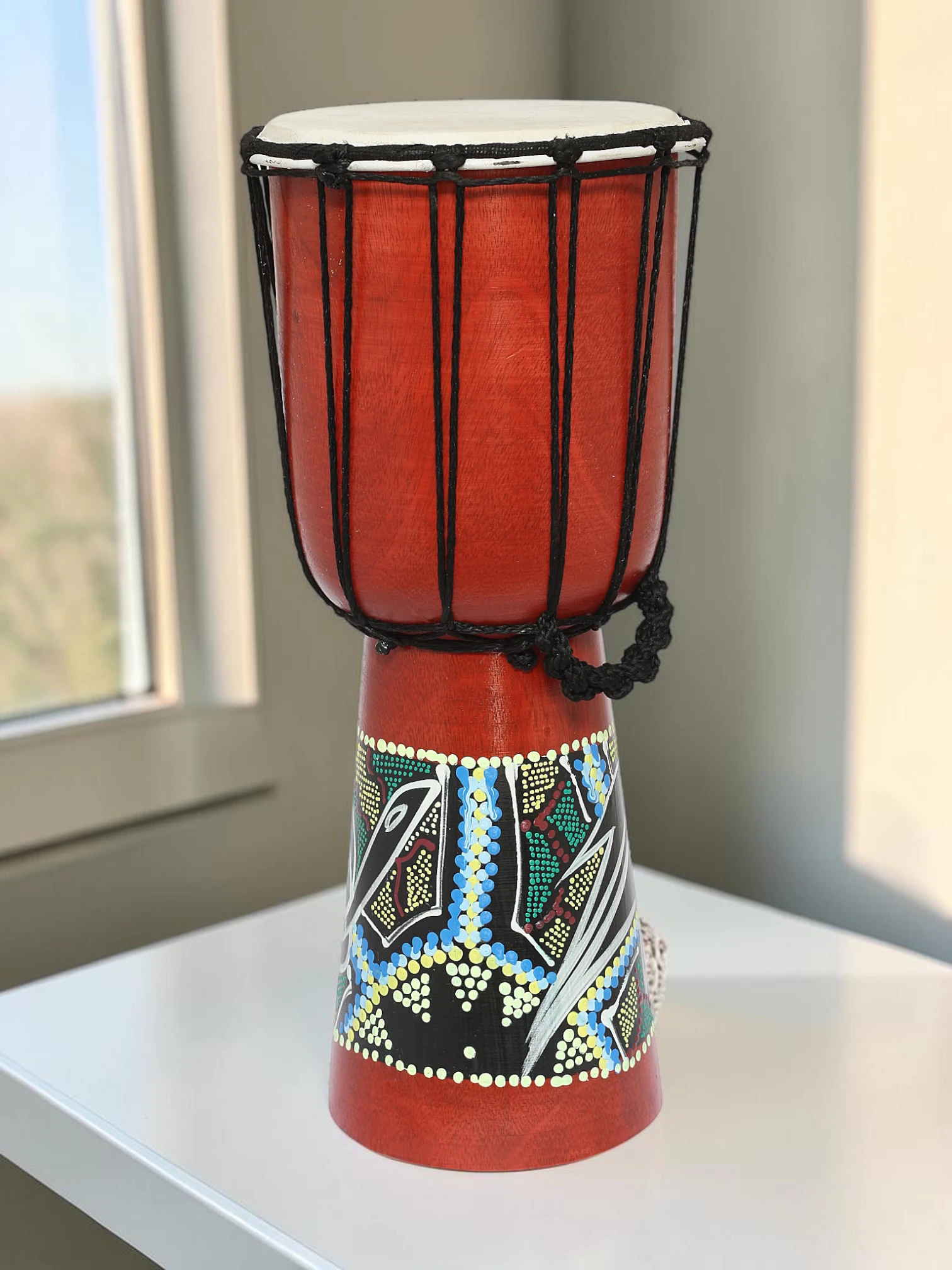 Artisan Wood Decor Professional Hand-Carved Wooden Djembe Drum, 16-Inch