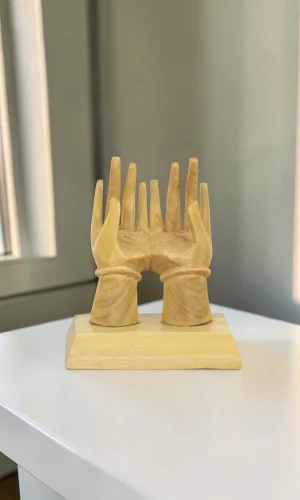 Artisan Wood Decor Hand-Carved Albizia Wood Business Card Holder