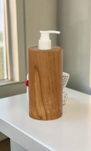 Artisan Wood Decor Hand Carved Natural Wood Soap Dispenser