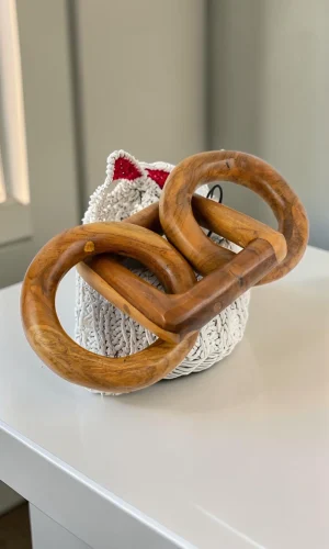 Artisan Wood Decor Modern Wood Chain Link Sculpture