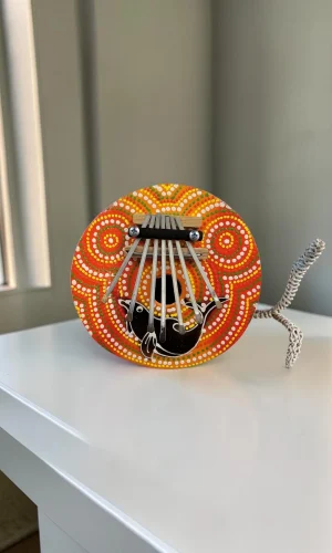 Artisan Wood Decor Hand-Painted Dolphin Coconut Shell Kalimba