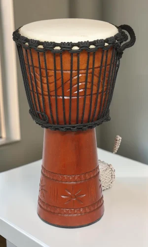 Artisan Wood Decor Professional Hand-Carved Wooden Djembe Drum, 20-Inch